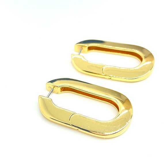 JENNY BIRD MEGA U-LINK EARRINGS Gold Modern Chunky Hoop Statement Sculptural - Picture 9 of 15